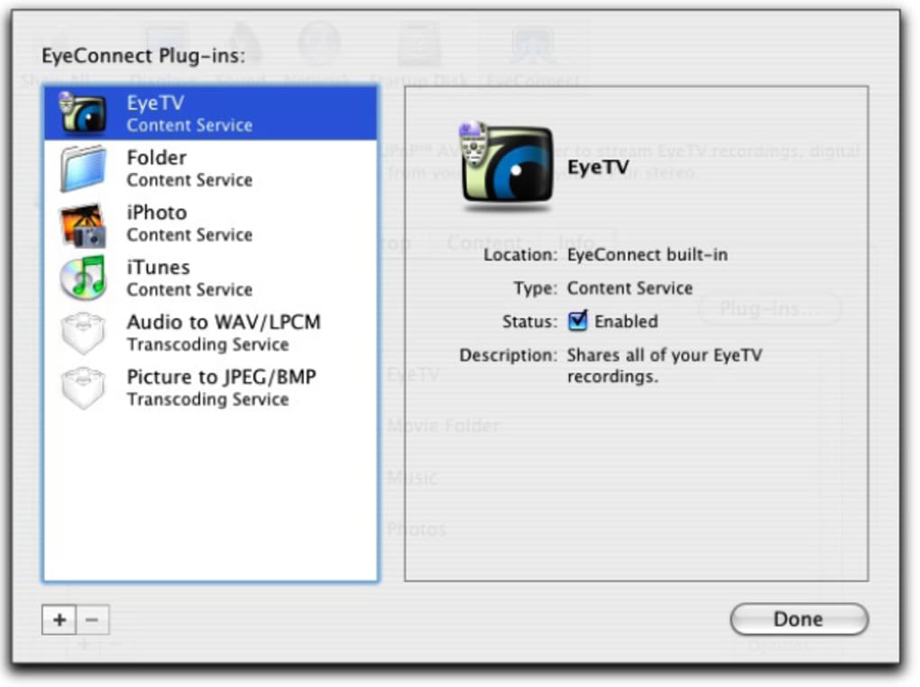 Elgato EyeConnect UPnP Streaming Media Server para el Mac