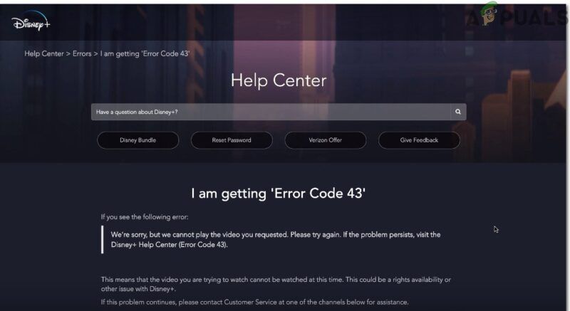 Código de error 43 de Disney Plus