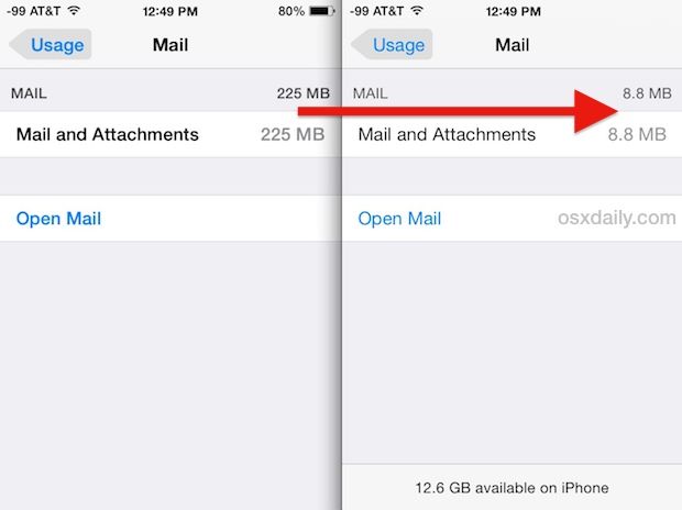Almacenamiento de correo electrónico iPhone
