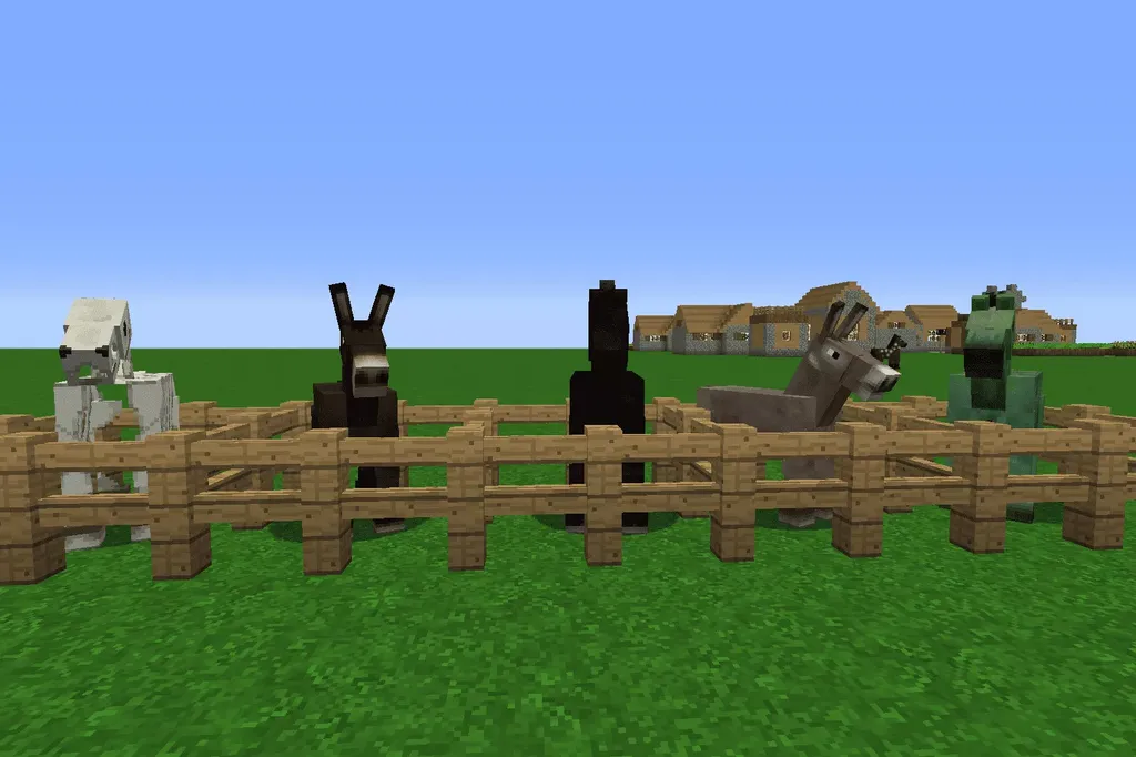Animales de Minecraft explicados: Caballos, burros y mulas