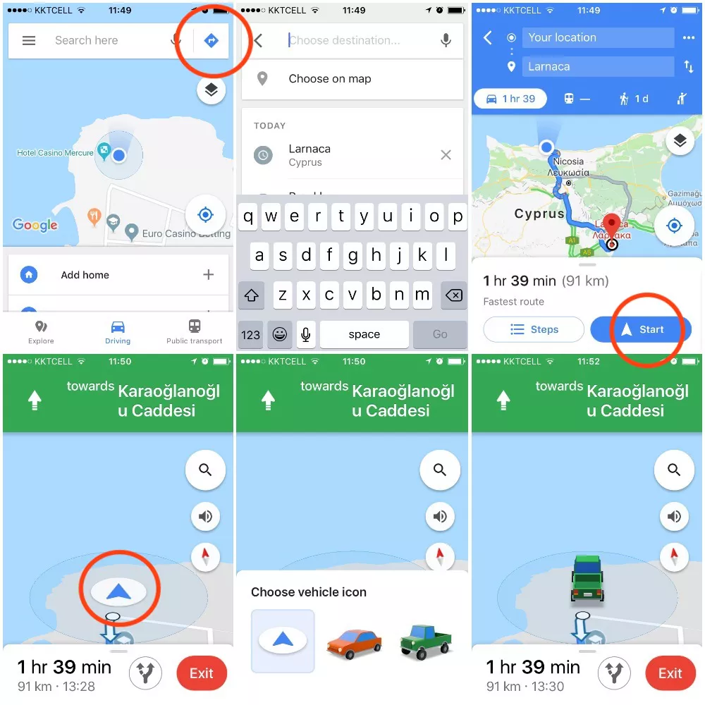 Cómo cambiar el coche de Google Maps
