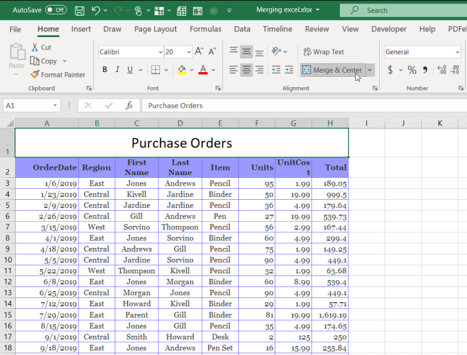 ¿Cómo fusionar celdas, columnas y filas en Excel? - 11 - agosto 23, 2022