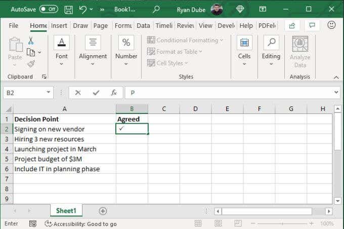 4 formas de usar una marca de verificación en Excel - 9 - agosto 29, 2022
