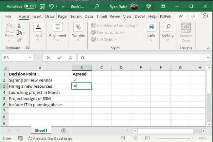 4 formas de usar una marca de verificación en Excel - 11 - agosto 29, 2022