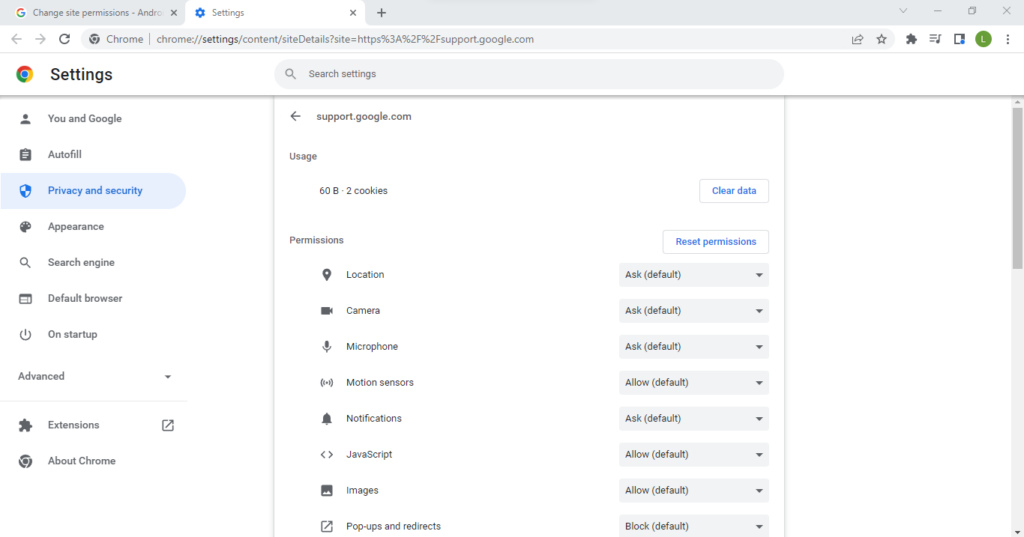 Configuración de contenido de Google Chrome - 27 - octubre 5, 2022