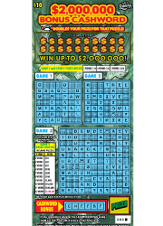 FL Lottery $2MM BONUS CASHWORD Scratch Off Ticket