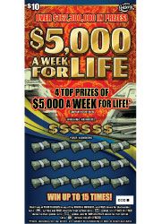 FL Lottery $5,000 A WK FOR LIFE Scratch Off Ticket