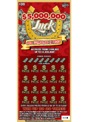 FL Lottery $5,000,000 LUCK Scratch Off Ticket