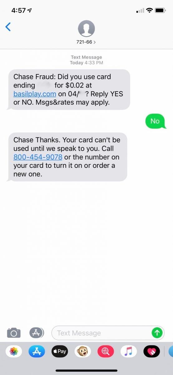 Alertas de texto de protección de fraude de Chase - 7 - noviembre 17, 2022