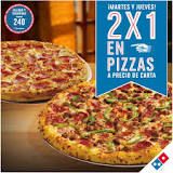 ¿Cuándo es 2 por 1 en Domino's Pizza?