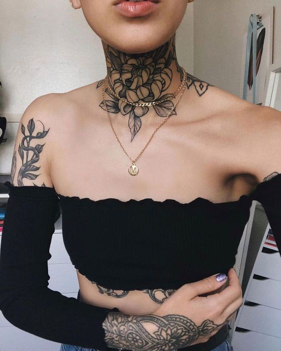 Echa un vistazo a 65 imágenes de tatuajes en el cuello femenino - 85 - enero 24, 2023