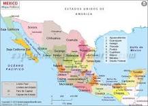 mapa de la república mexicana con nombres a color
