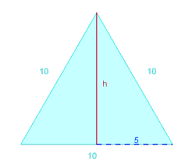 ¿cuánto mide el área de un triángulo equilátero en el que sus lados miden 10 cm cada uno?